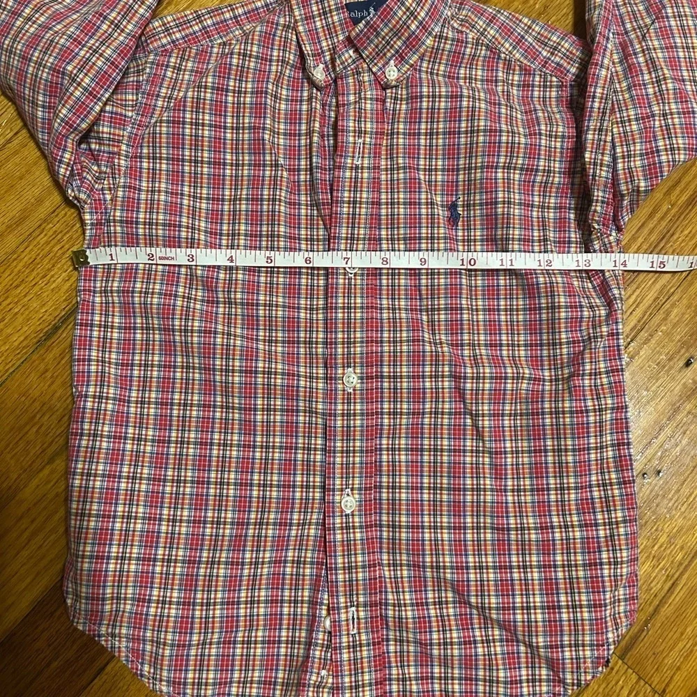 Ralph Lauren Polo Shirt Boys Large 6 Red Button Up Flip Collar Preppy